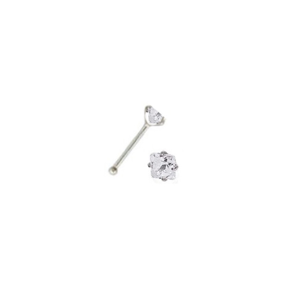 925 Sterling Silver Clear Crystal Nose Stud 3mm